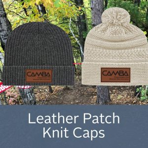 Leather Patch Knit Caps